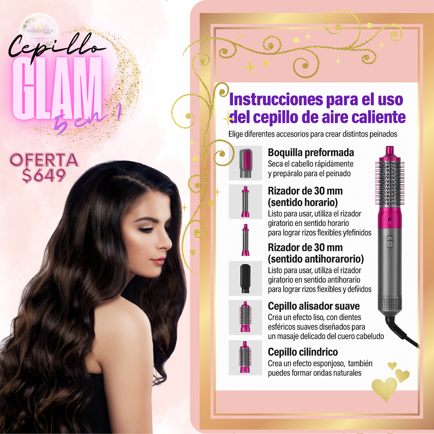🎀Cepillo Glam 5 en 1🎇
