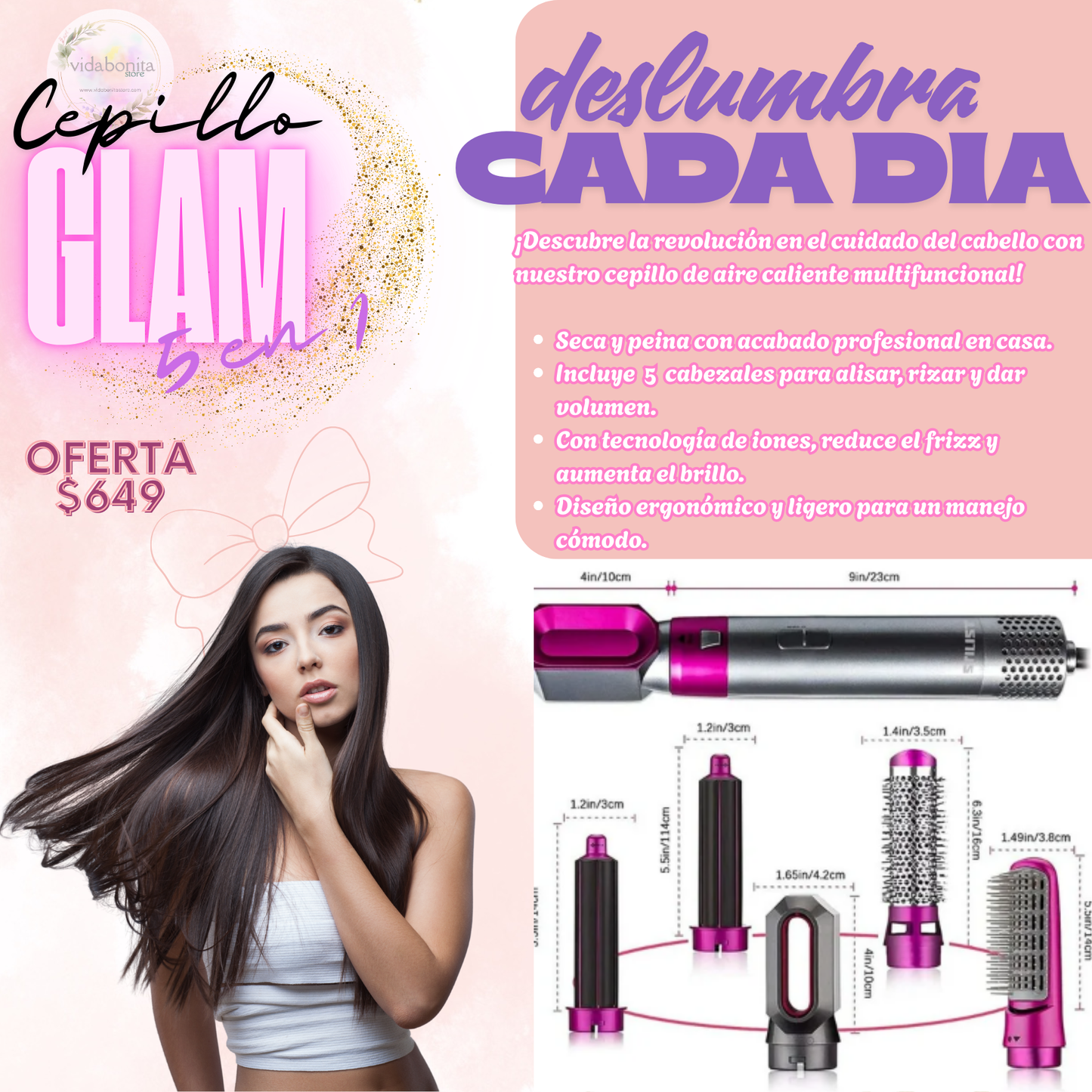 🎀Cepillo Glam 5 en 1🎇