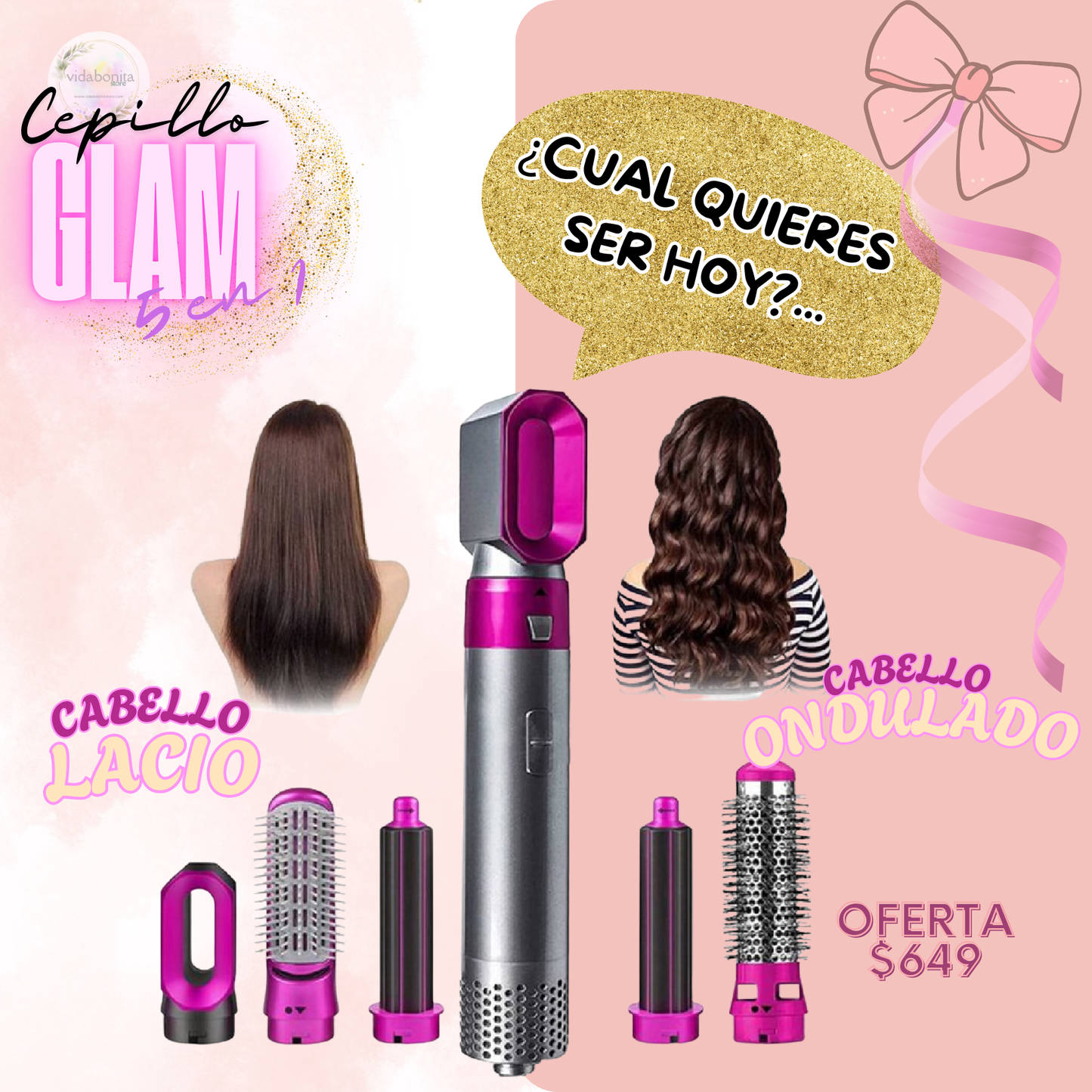 🎀Cepillo Glam 5 en 1🎇